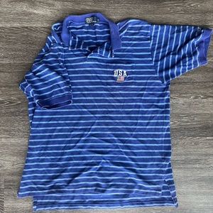 Vintage Ralph Lauren striped polo. USA blue striped. #polo #ralphlauren #usa